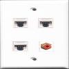 RiteAV - 1 Port RCA Red 3 Port Cat5e Ethernet White Wall Plate view 1