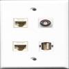 RiteAV 1 Port USB A-A and 1 Port BNC 2 Port Cat6 Ethernet White Wall Plate view 1