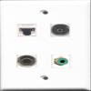 RiteAV 1 Port RCA Green and 1 Port Toslink and 1 Port 3.5mm and 1 Port Cat5e Ethernet White Wall Plate view 1