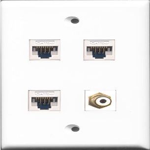 RiteAV - 1 Port RCA White 3 Port Cat5e Ethernet White Wall Plate
