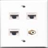 RiteAV - 1 Port RCA White 3 Port Cat5e Ethernet White Wall Plate view 1