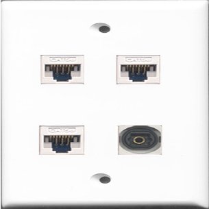 RiteAV - 1 Port Toslink 3 Port Cat5e Ethernet White Wall Plate