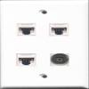 RiteAV - 1 Port Toslink 3 Port Cat5e Ethernet White Wall Plate view 1