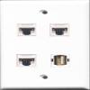 RiteAV - 1 Port USB A-A 3 Port Cat5e Ethernet White Wall Plate view 1