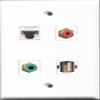 RiteAV 1 Port RCA Red and 1 Port RCA Green and 1 Port USB A-A and 1 Port Cat5e Ethernet White Wall Plate view 1