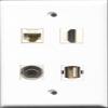RiteAV 1 Port HDMI and 1 Port USB A-A and 1 Port 3.5mm and 1 Port Cat6 Ethernet White Wall Plate view 1