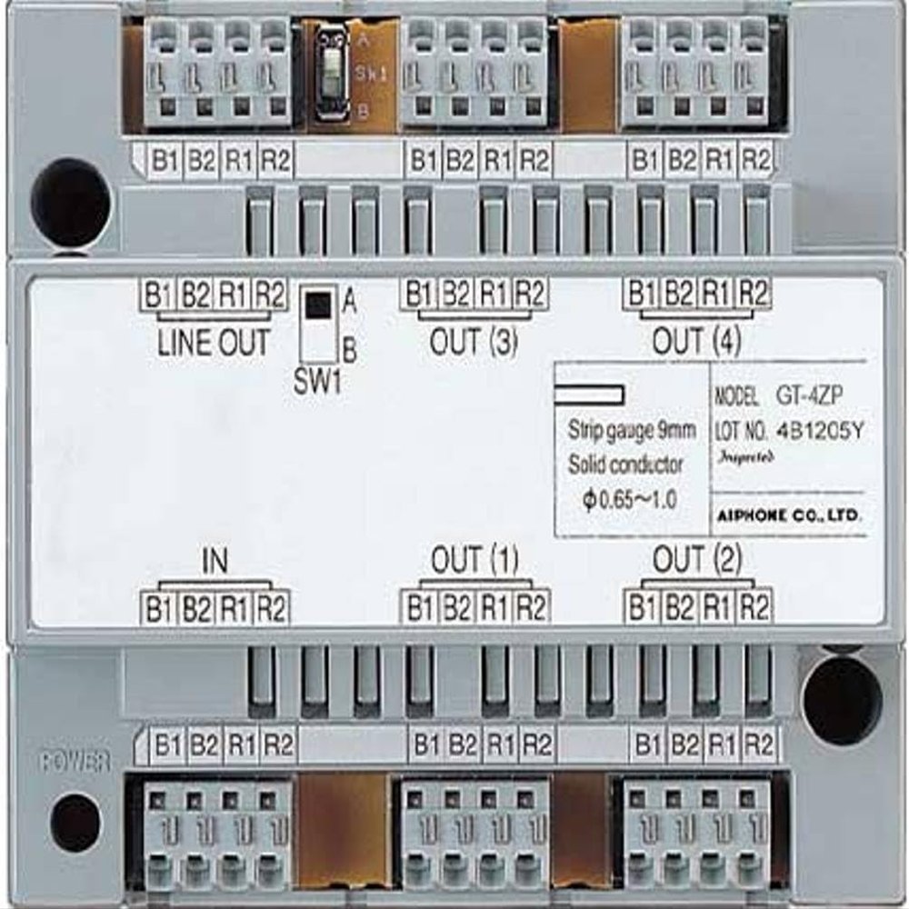 Aiphone Corporation GT-4Z 4-Way Video Distribution Adaptor for GT Series, Multi-Tenant Intercom, ABS Plastic Construction