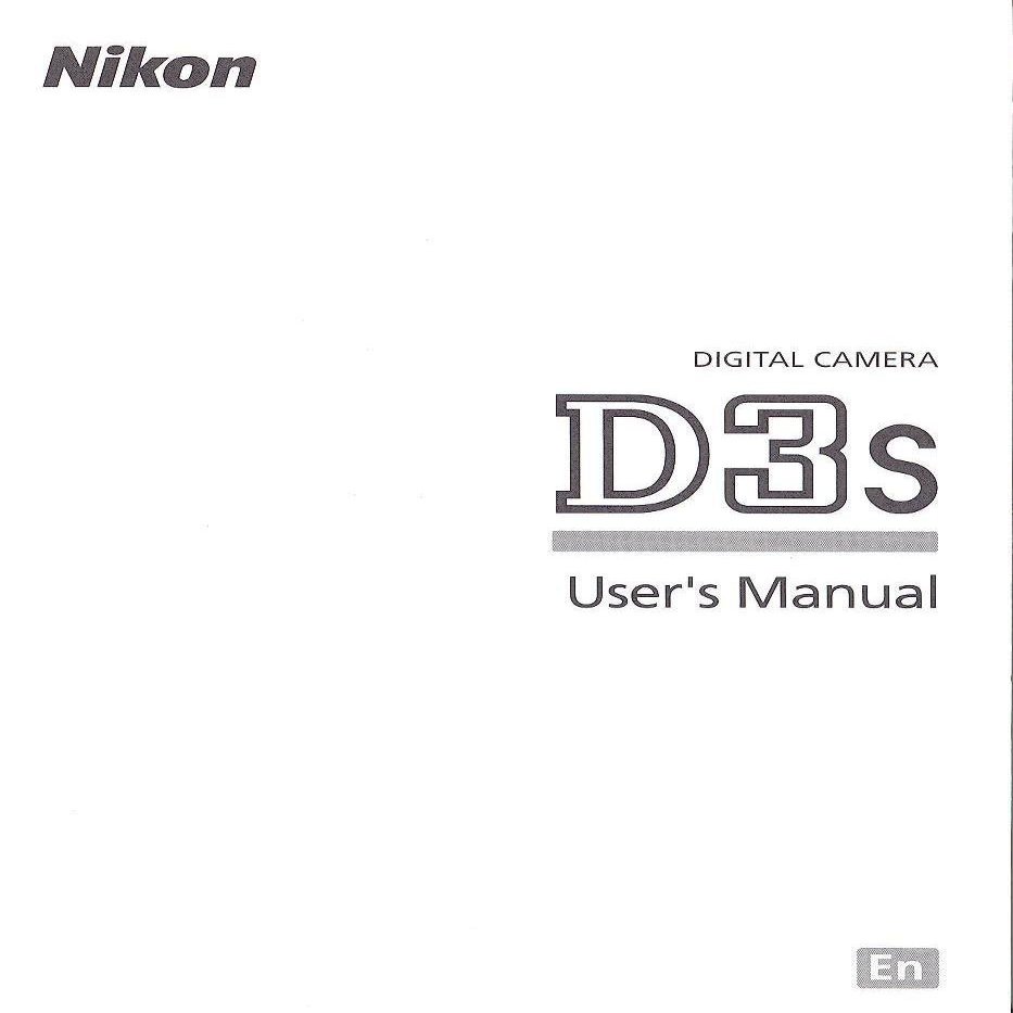 Nikon D3s Digital Camera Original Instruction Manual