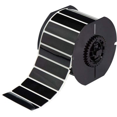 Brady B30 Series Raised Panel Polyester Labels, 0.75" H x 3" W, Roll of 375 Labels, Black