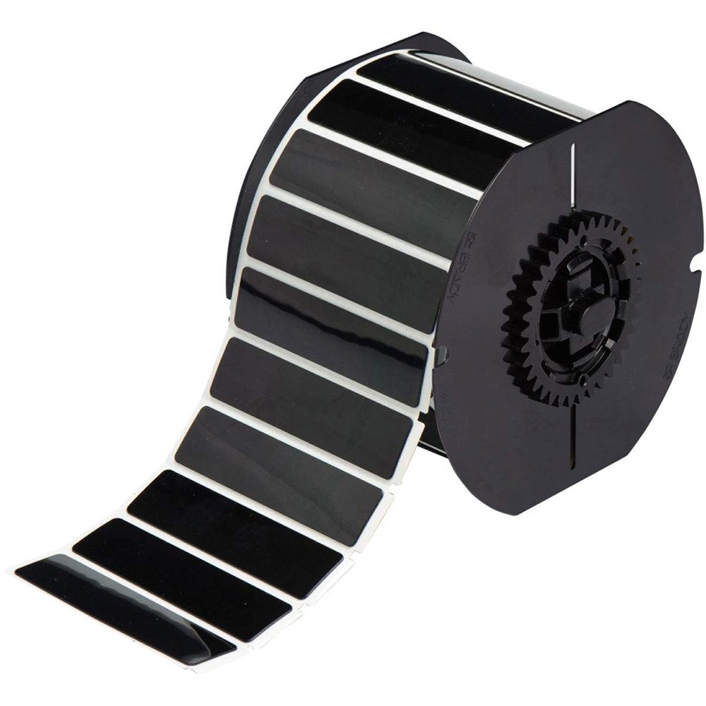 Brady B30 Series Raised Panel Polyester Labels, 0.75" H x 3" W, Roll of 375 Labels, Black