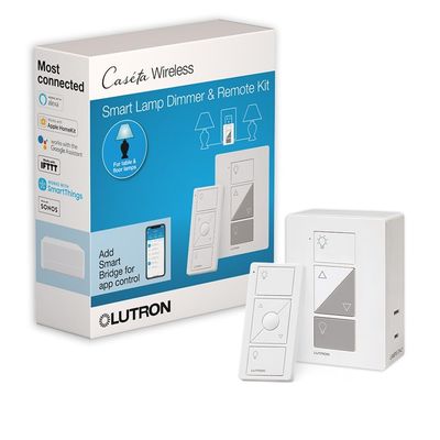 Lutron Caseta Smart Plug-In Lamp Dimmer Switch Kit with Pico Remote, Smart Dimmer for LED Lights, Table and Floor Lamps, 100W, Single-Pole/3-Way, P-PKG1P-WH