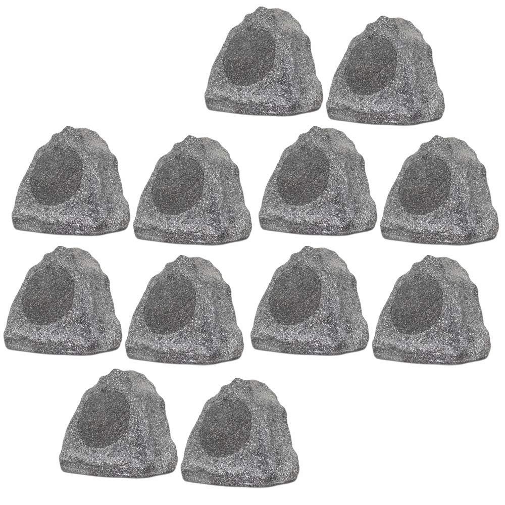 12R6G Outdoor Granite 6.5" Rock 12 Speaker Set for Deck Pool Spa Yard Garden