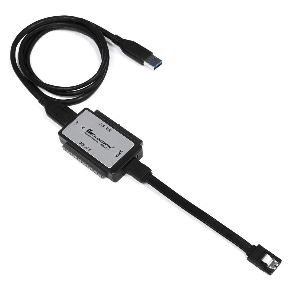 Kingwin USB 3.0 to SSD/SATA/IDE Universal Adapter for 2.5 Inch, 3.5 Inch, 5.25 Inch Hard Drives. Compatible w/ (SATA I/II/III) HDD, [Hot Swappable], 5 Gbps Speed, UASP. Easily Back Up Your Data