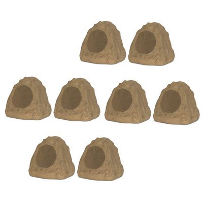 8R6S Outdoor Sandstone 6.5" Rock 8 Speaker Set for Deck Pool Spa Yard Garden