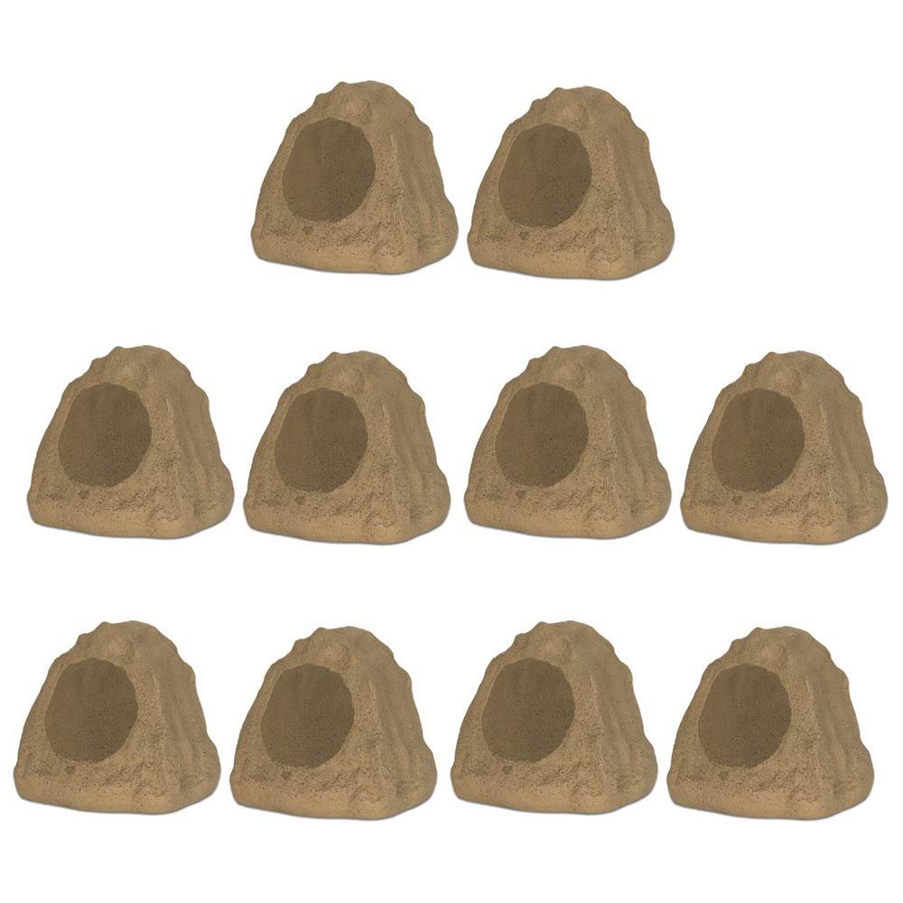 10R6S Outdoor Sandstone 6.5" Rock 10 Speaker Set for Deck Pool Spa Yard Garden