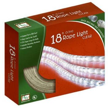 Holiday Wonderland (3) ea 55130-88 18 ft, 216 Light, Clear Rope Light Set