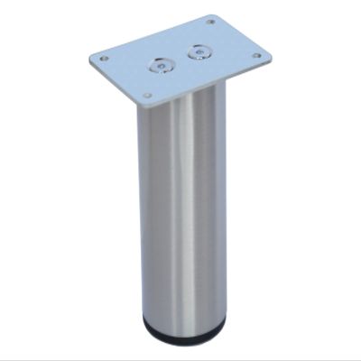 Metal Furniture Cylinder Legs 5" Round Brush Satin Nickel Sofa Cabinet Vanity DIY Feet 4 PC Set by Alpha Furnishings