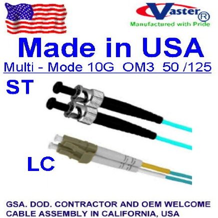 10 Pack 50 M ST-LC 10G OM3 (Made in USA) 50/125 Multimode Fiber-Aqua