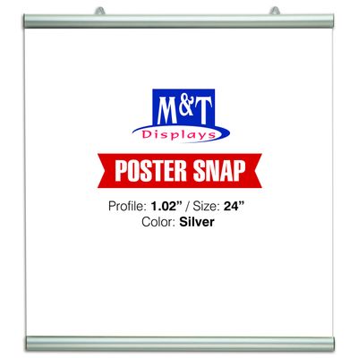 Poster Snap Set for 24" Poster Width 1.02" Silver Anodized Aliminum