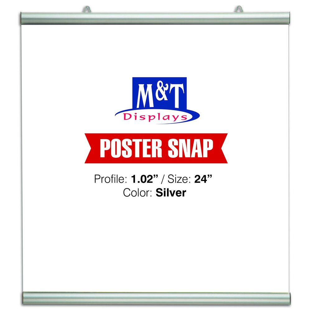 Poster Snap Set for 24" Poster Width 1.02" Silver Anodized Aliminum