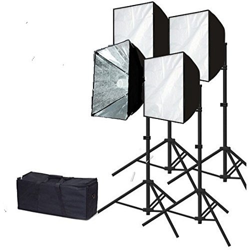 CanadianStudio Pro Rapid softbox Continuous Lighting Photo 2000 watt Output Softbox Fluorecent Video Lighting Kit 4 x softbox 4X 135W 5500K Fluorescent Light Bulbs 4X 7' Fully Adjustable Stands