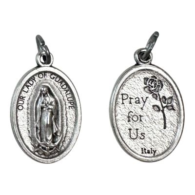 Catholica Shop Catholic Religious Wear Our Lady of Guadalupe Silver Tone Oxidized Medal Pendant - 1 Inch - Lot of 12