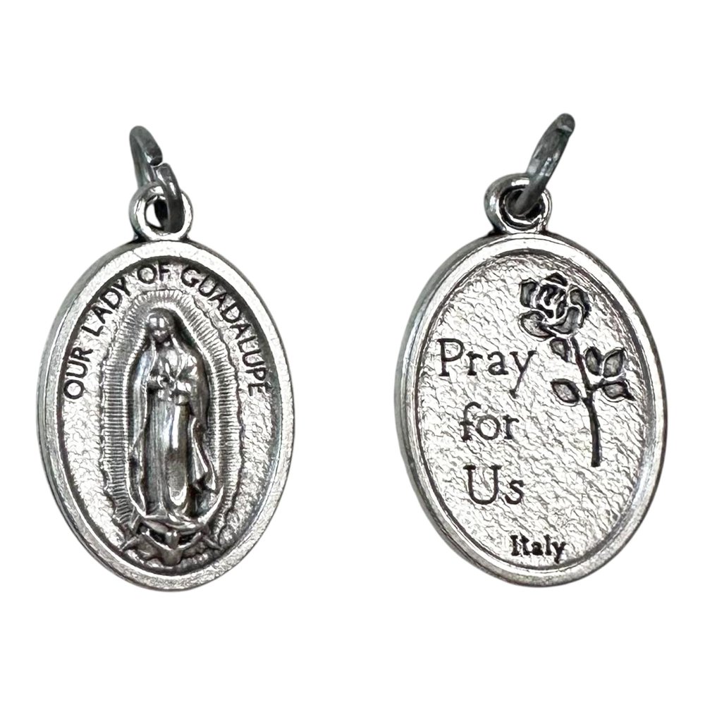 Catholica Shop Catholic Religious Wear Our Lady of Guadalupe Silver Tone Oxidized Medal Pendant - 1 Inch - Lot of 12