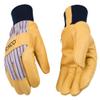 Kinco - Lined Premium Pigskin Leather Work and Ski Gloves, Heatkeep Thermal Insulation, Otto Striped Canvas, Fitted Knit Wrist, (Style No. 1927KW) view 1