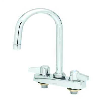 T&S Brass 5F-4CLX03A Equip 4-Inch C/C Deck Mount Workboard Faucet with 3-Inch Swivel Gooseneck and 2.2 GPM Aerator