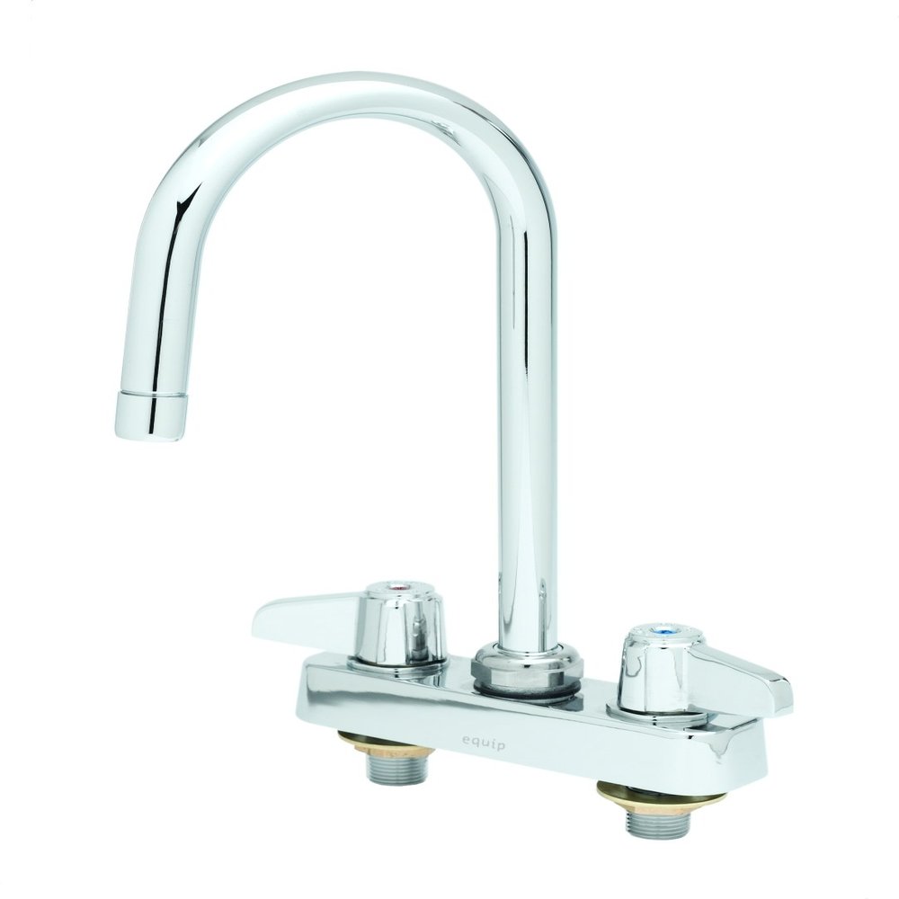 T&S Brass 5F-4CLX03A Equip 4-Inch C/C Deck Mount Workboard Faucet with 3-Inch Swivel Gooseneck and 2.2 GPM Aerator