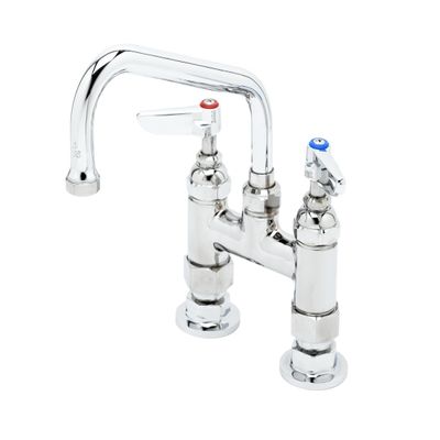 T&S Brass B-2283-CR Double Pantry Faucet, Deck Mount, 4-Inch Centers, 6-Inch Swing Nozzle, 1/2-Inch NPT Male Inlets