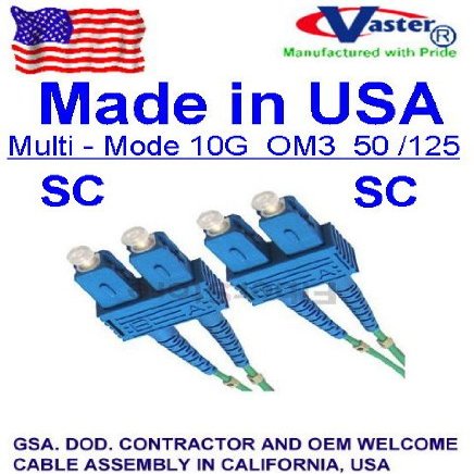 10 Pcs/Pack 50 M SC- SC 10G OM3 (Made in USA) 50/125 Multimode Fiber-Aqua