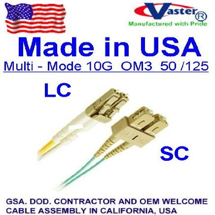 10 Pack SC- LC 10G OM3 (Made in USA) 50/125 Multimode Fiber-Aqua 50 M