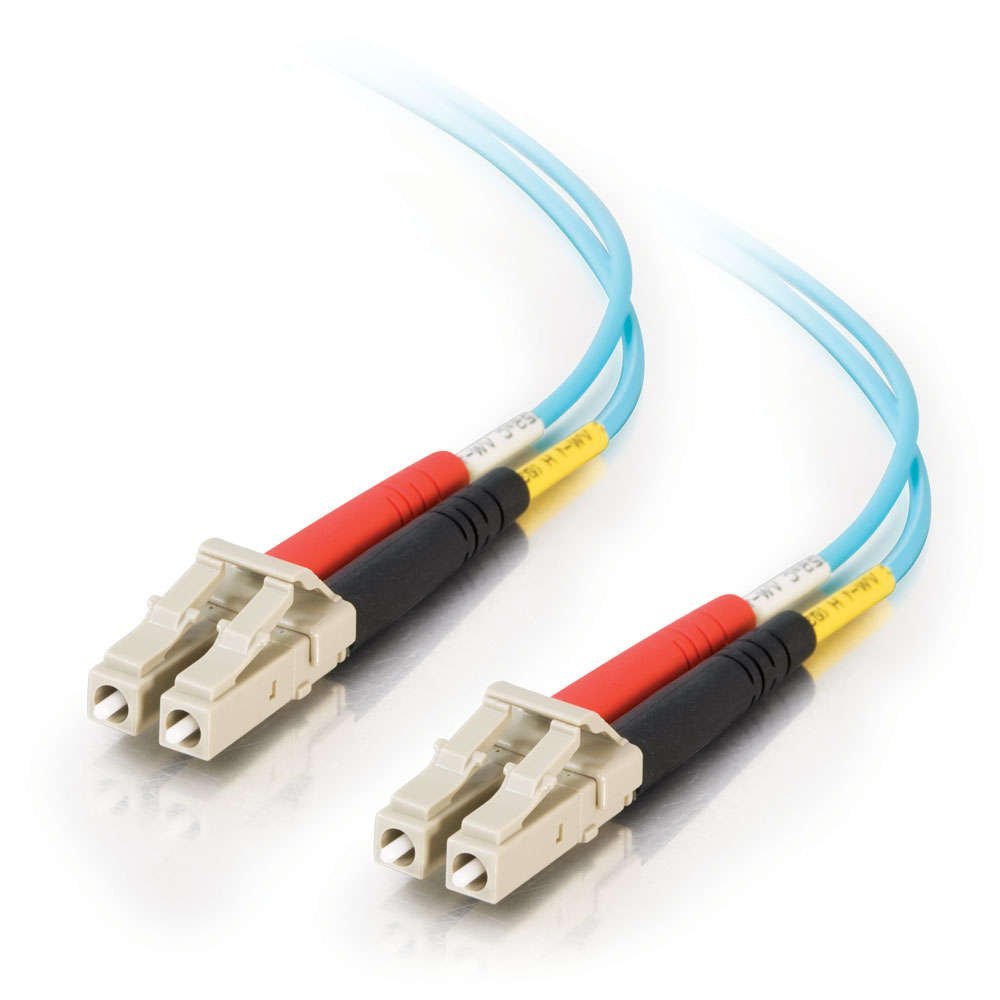 C2G 01114 OM3 Fiber Optic Cable - LC-LC 10Gb 50/125 Duplex Multimode PVC Fiber Cable, Aqua (26.2 Feet, 8 Meters)