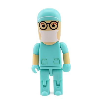 64GB USB 2.0 Flash Drive Cartoon Man Doctor Surgeon Nurse Robot Shape Pen Drive Thumb Drive Memory Stick Pendrive Jump Drive Flash Disk (Green)