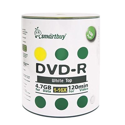 Smartbuy 1800-disc 4.7gb/120min 16x DVD-R White Top Blank Data Recordable Media Disc