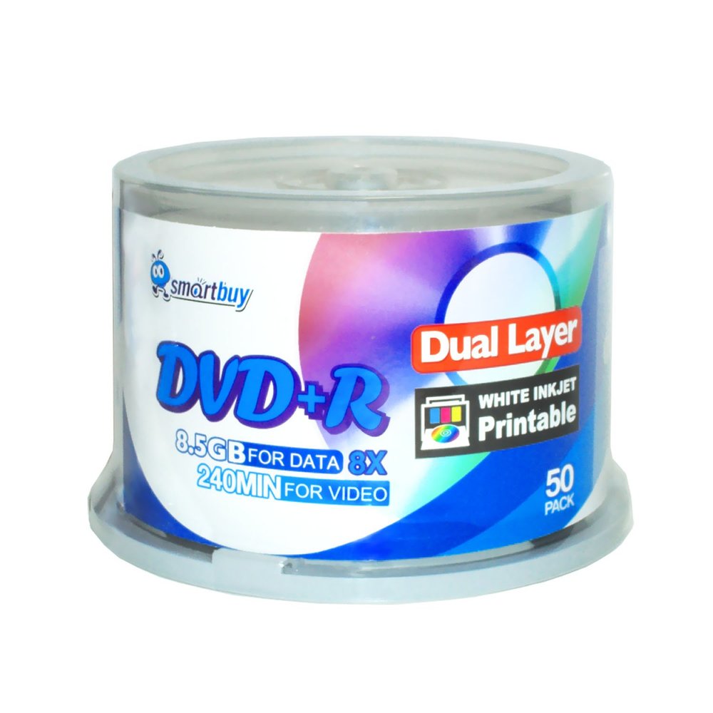 Smartbuy 1200-disc 8.5gb/240min 8X DVD+r Dl Dual Layer Double Layer White Inkjet Hub Printable Blank Data Recordable Media Disc Spindle