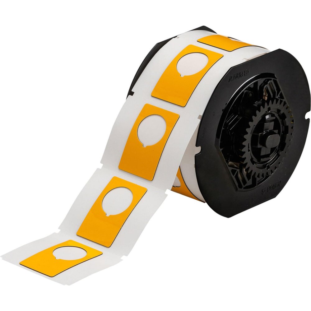 Brady B30 Series Raised Panel Polyester Labels, 1.9" H x 1.2" W, Roll of 180 Labels, Yellow