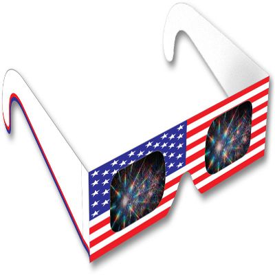 Rainbow Symphony Fireworks Glasses - American Flag # 1 Design, Package of 100