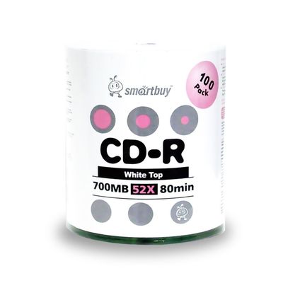 Smartbuy 700mb/80min 52x CD-R White Top Blank Video Recordable Media Disc (1200-Disc)