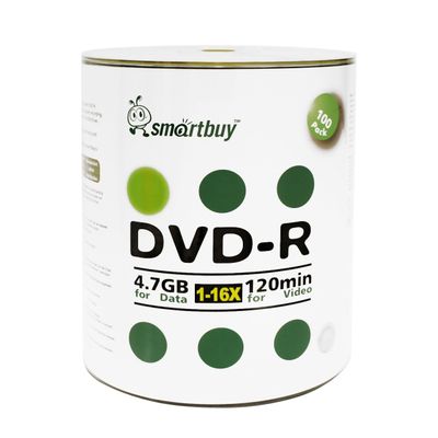 Smartbuy 4.7gb/120min 16x DVD-R Logo Top Blank Data Video Recordable Media Disc (1800-Disc)