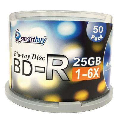 Smartbuy 25gb 6X Bd-r BDR Blu-ray Single Layer Logo Blank Data Recordable Media Disc Spindle Pack (600-Disc)