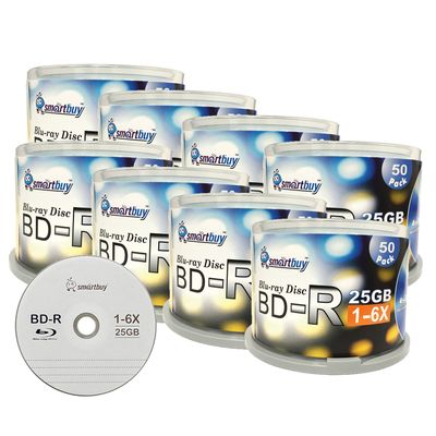 Smartbuy 25gb 6X Bd-r BDR Blu-ray Single Layer Logo Blank Data Recordable Media Disc Spindle Pack (400-Disc)