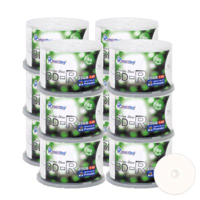 Smartbuy 25gb 6X Bd-r Blu-ray Single Layer White Inkjet Printable Blank Data Recordable Disc Spindle (600-Disc)