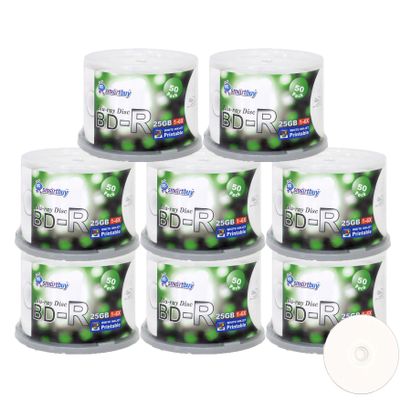 Smartbuy 25gb 6X Bd-r Blu-ray Single Layer White Inkjet Printable Blank Data Recordable Disc Spindle (400-Disc)