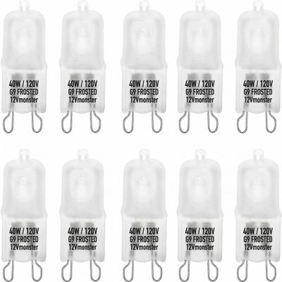 10 Pack Frosted Lense 40W Q40/G9/FR/120V G9 JCD 40 Watt 120 Volt T4 JD Type Halogen Light Bulb Photography Studio Bar Lounge Gallery Museum Kitchen Island Microwave Range Hood Bathroom Vanity Lighting