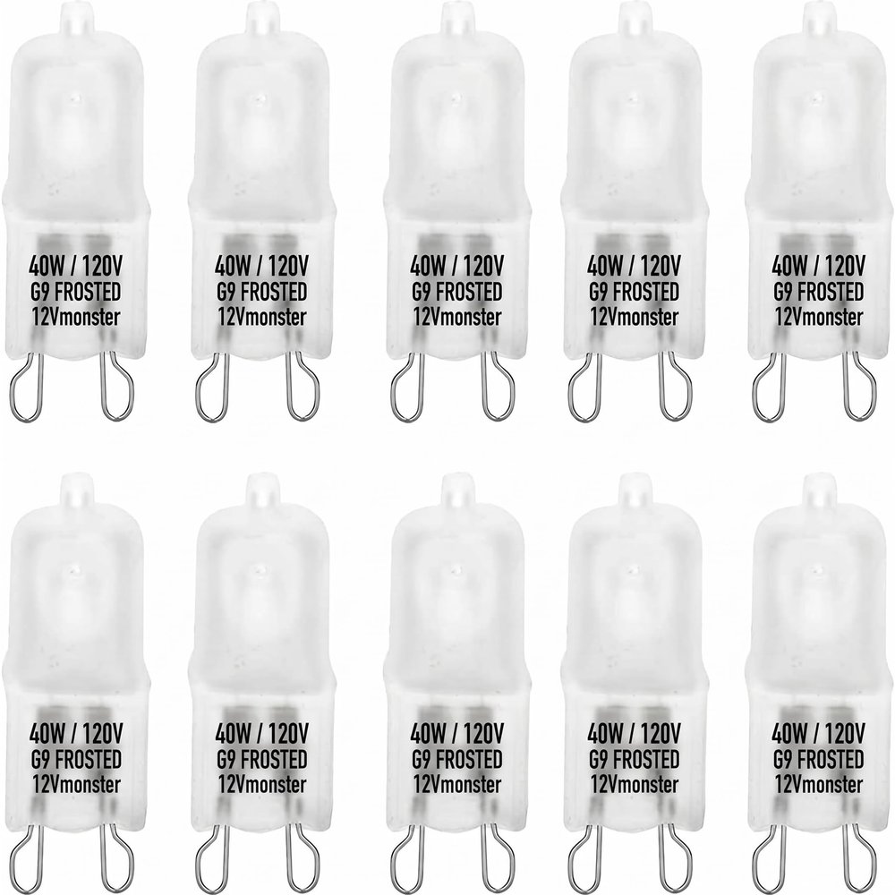 10 Pack Frosted Lense 40W Q40/G9/FR/120V G9 JCD 40 Watt 120 Volt T4 JD Type Halogen Light Bulb Photography Studio Bar Lounge Gallery Museum Kitchen Island Microwave Range Hood Bathroom Vanity Lighting