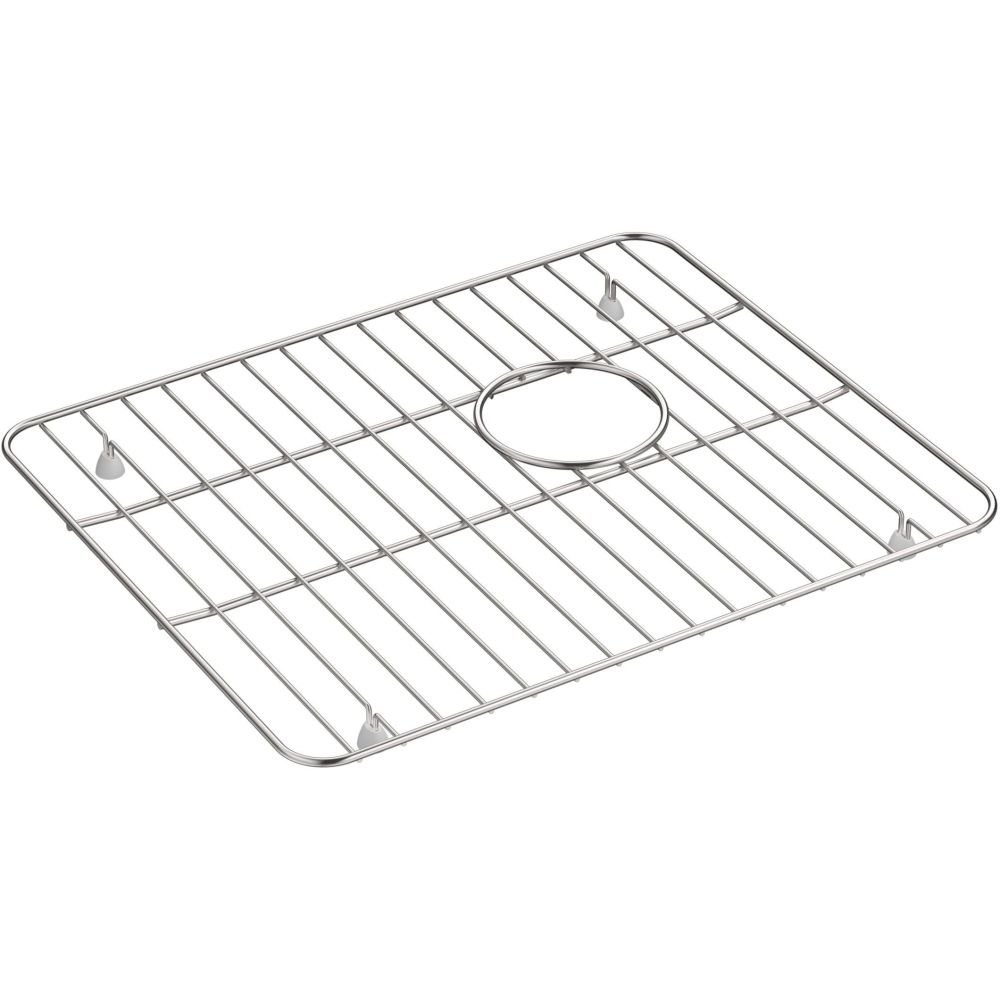 KOHLER K-5828-ST Whitehaven Large Sink Rack, Stainless Steel, Dishwasher Safe, Rubber Feet, 1.00 x 14.53 x 17.64 inches