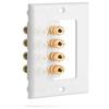 Fosmon (Quad Speaker Home Theater Wall Plate - Premium Quality Gold Plated Copper Banana Binding Post Coupler Type Audio Wall Plate for 4 Speakers (White) view 3