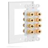 Fosmon (Quad Speaker Home Theater Wall Plate - Premium Quality Gold Plated Copper Banana Binding Post Coupler Type Audio Wall Plate for 4 Speakers (White) view 4